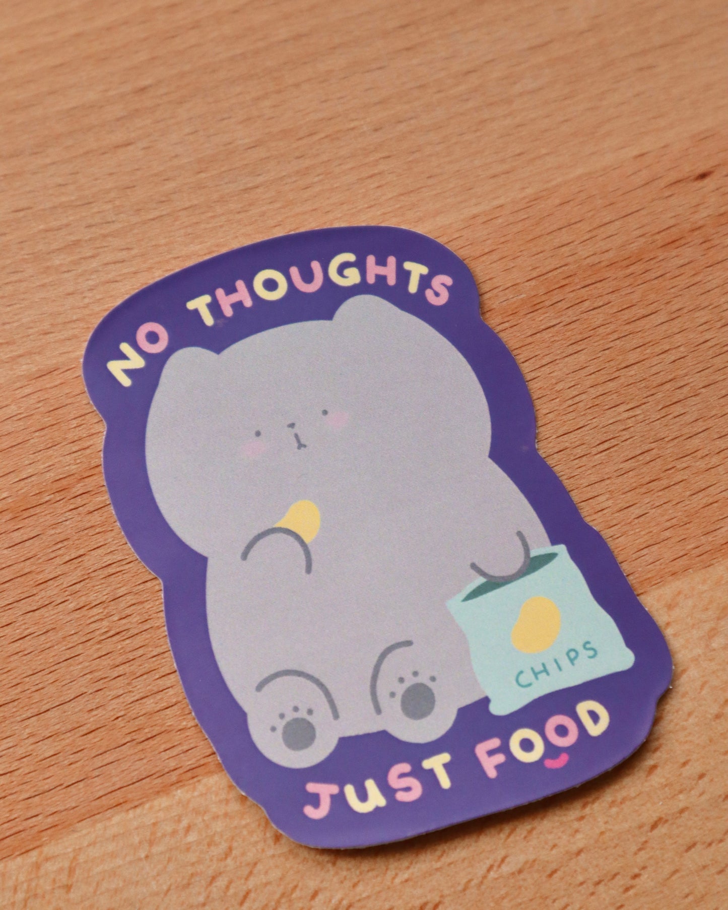 Pippin No Thoughts Just Food Die-Cut Sticker