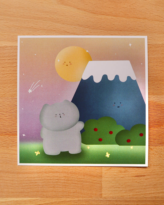 Pippin Visits Mt Fuji Art Card Print